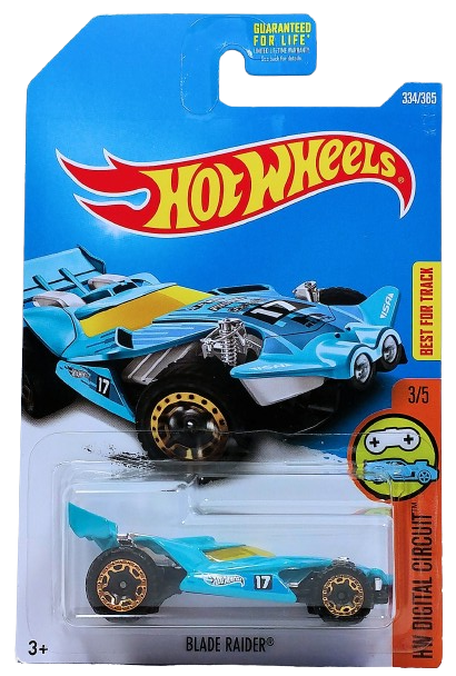 Hot Wheels 2017 - Collector # 334/365 - HW Digital Circuit 3/5 - Blade Raider - Sky Blue / #17 - USA Card