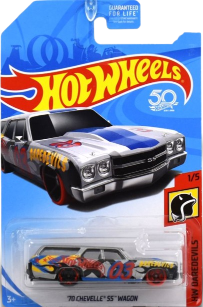 Hot Wheels 2018 - Collector # XXX/365 - HW Daredevils 1/5 - '70 Chevelle SS Wagon - Gray - USA