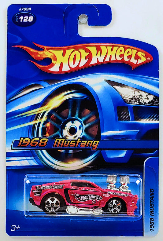 Hot Wheels 2006 - Collector # 128/223 - 1968 Mustang (Tooned) - Pearl Deep Pink missing 'Tam's Cams' on Front Fender - USA