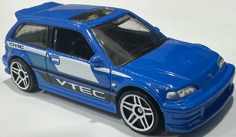 Hot Wheels 2025 - Collector # 028/250 - HW: '70s vs '90s 1/10 - '90 Honda Civic EF - Blue / VTEC - USA Card