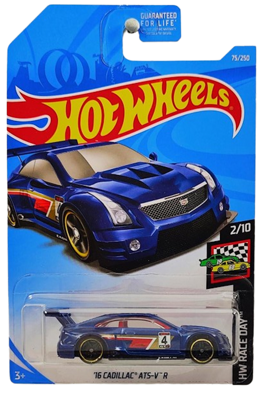 Hot Wheels 2019 - Collector # 075/250 - HW Race Day 2/10 - '16 Cadillac ATS-V R - Dark Blue / #4 - USA