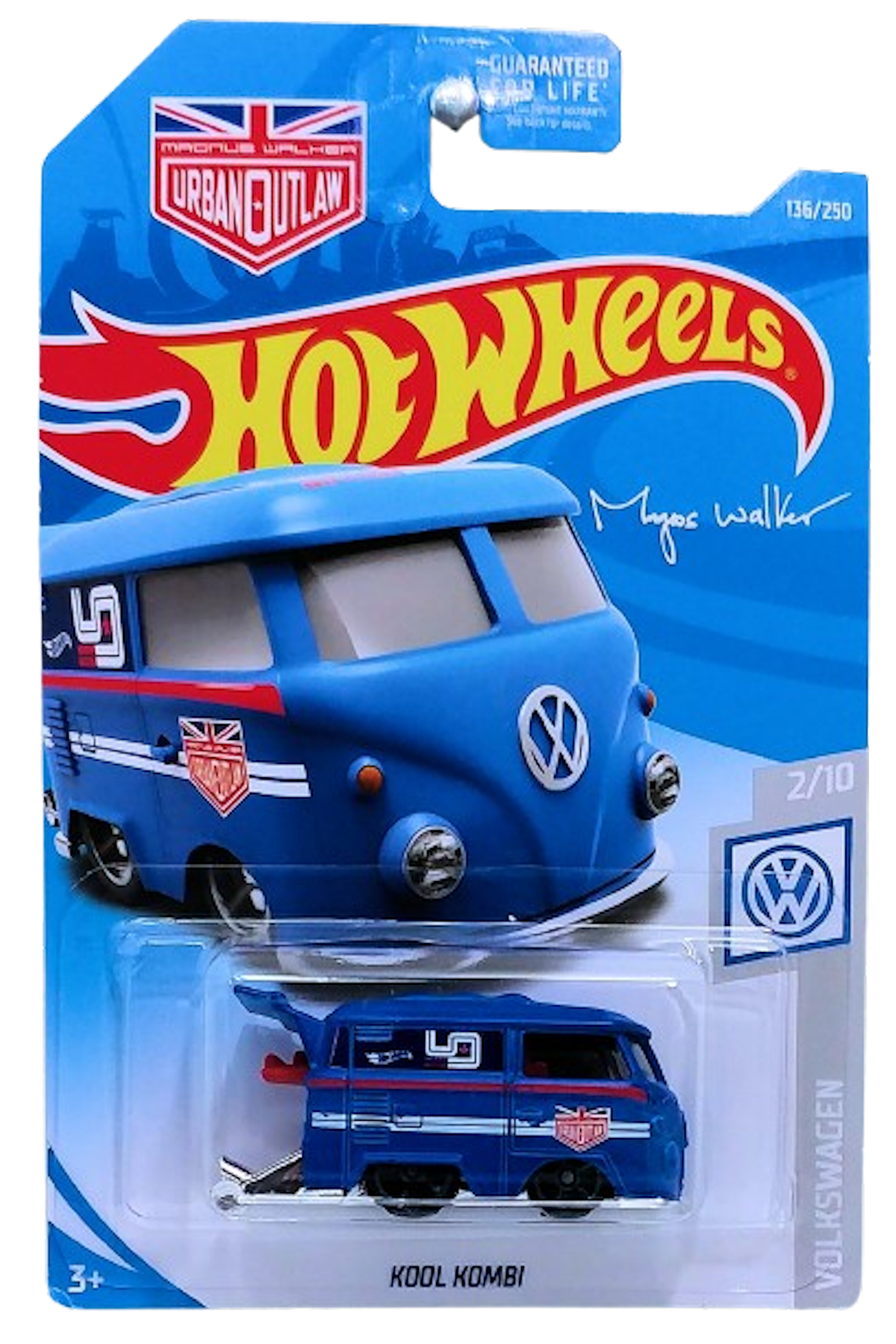 Hot Wheels 2019 - Collector # 136/250 - Volkswagen 2/10 - Kool Kombi - Matte Blue / 'Magnus Walker' / Urban Outlaw - USA Card