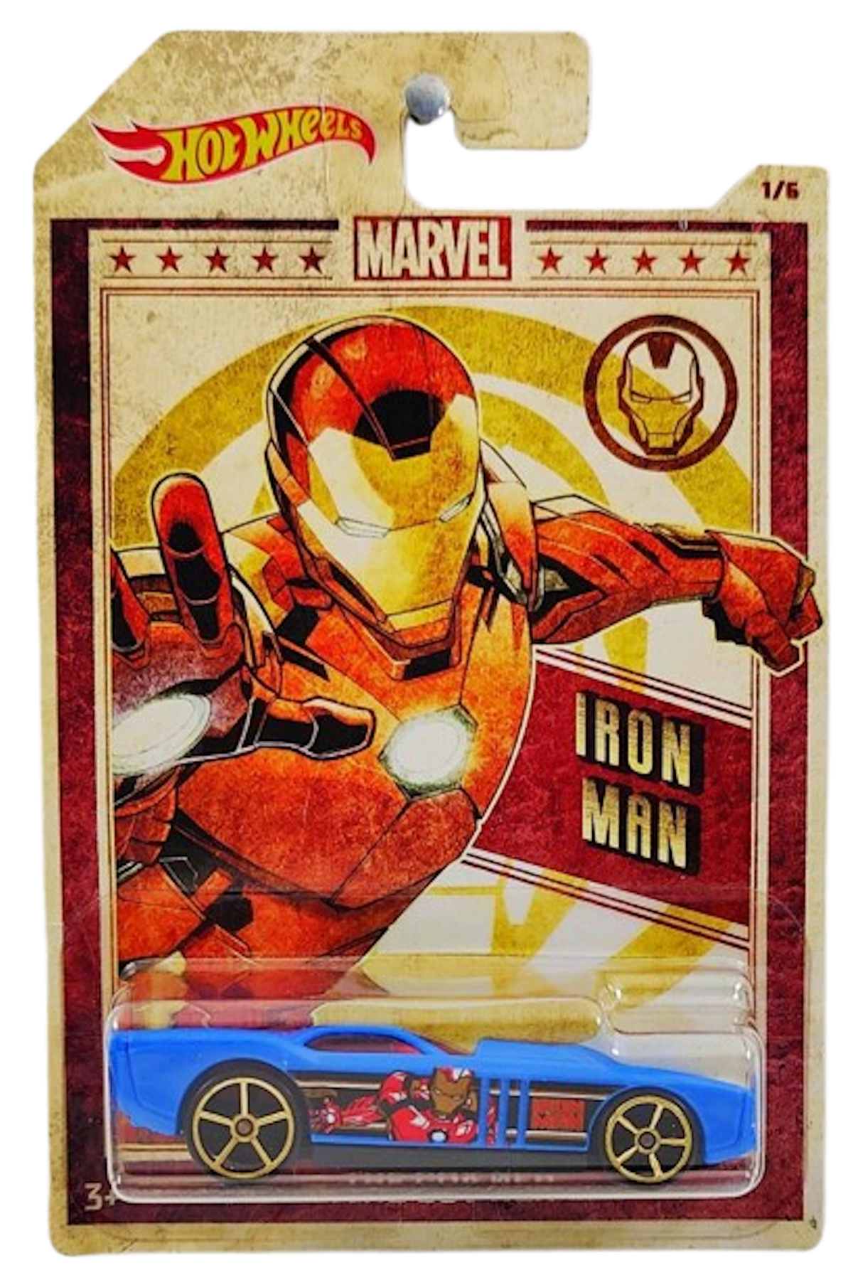 Hot Wheels 2019 -Theme / Marvel Comics / Avengers Series 1/6 - The Gov'ner - Blue / Iron Man - Red Tinted Window - OH5 Spoke Wheels - Walmart Exclusive