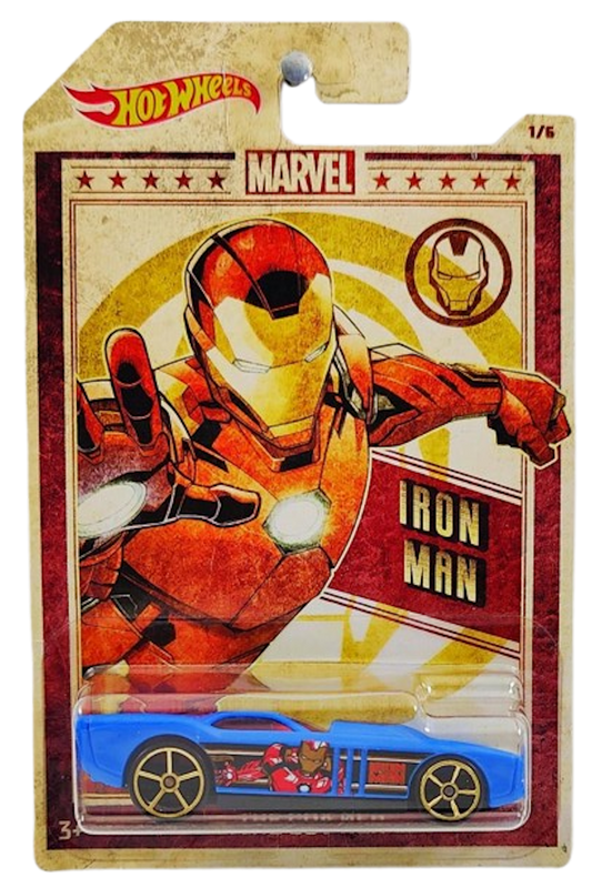 Hot Wheels 2019 -Theme / Marvel Comics / Avengers Series 1/6 - The Gov'ner - Blue / Iron Man - Red Tinted Window - OH5 Spoke Wheels - Walmart Exclusive