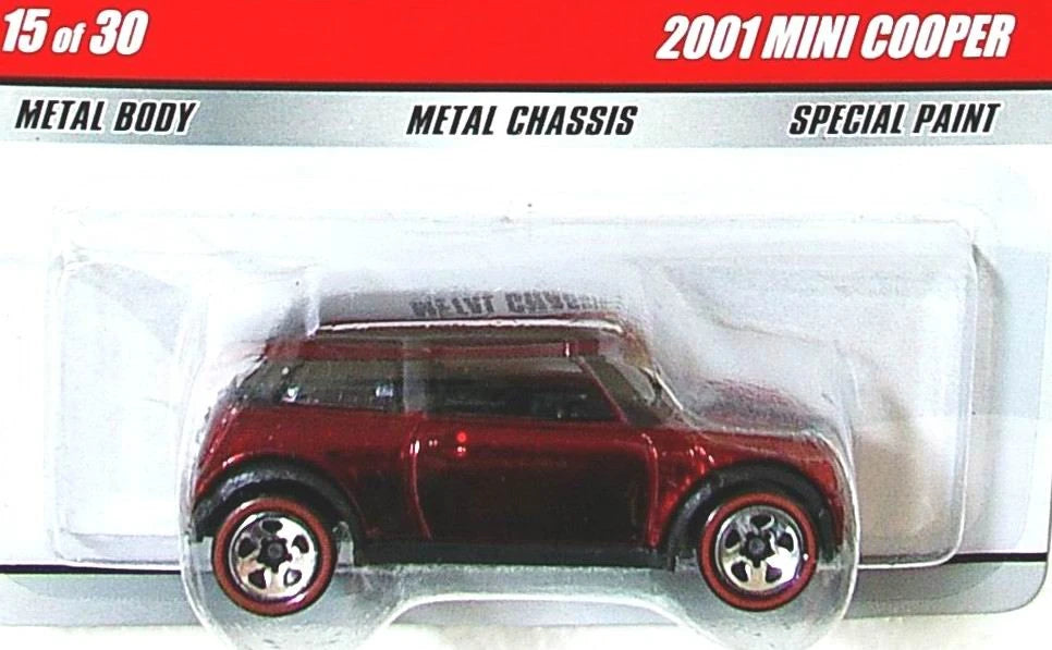 Hot Wheels 2009 - Classics Series 5 # 15/30 - 2001 Mini Cooper - Spectraflame Red - 5 Spokes with Redlines - Metal/Metal