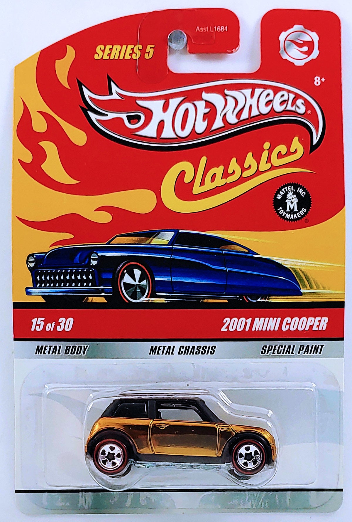 Hot Wheels 2009 - Classics Series 5 # 15/30 - 2001 Mini Cooper - Spectraflame Gold - Metal/Metal - 5 Spokes with Redlines - USA