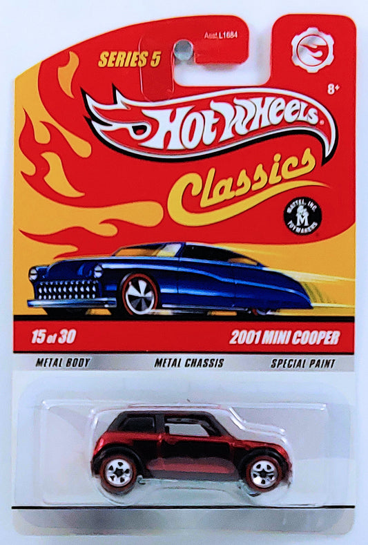 Hot Wheels 2009 - Classics Series 5 # 15/30 - 2001 Mini Cooper - Spectraflame Red - 5 Spokes with Redlines - Metal/Metal