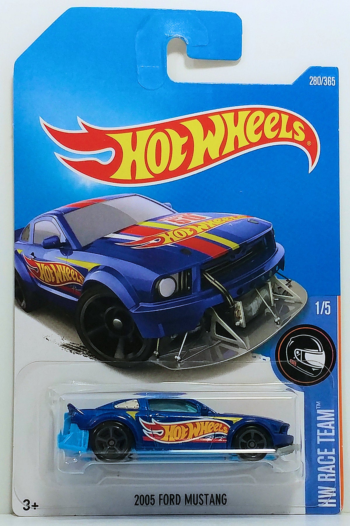 Hot Wheels 2017 - Collector # 280/365 - HW Race Team 1/5 - 2005 Ford Mustang - Blue Metalflake - International Card