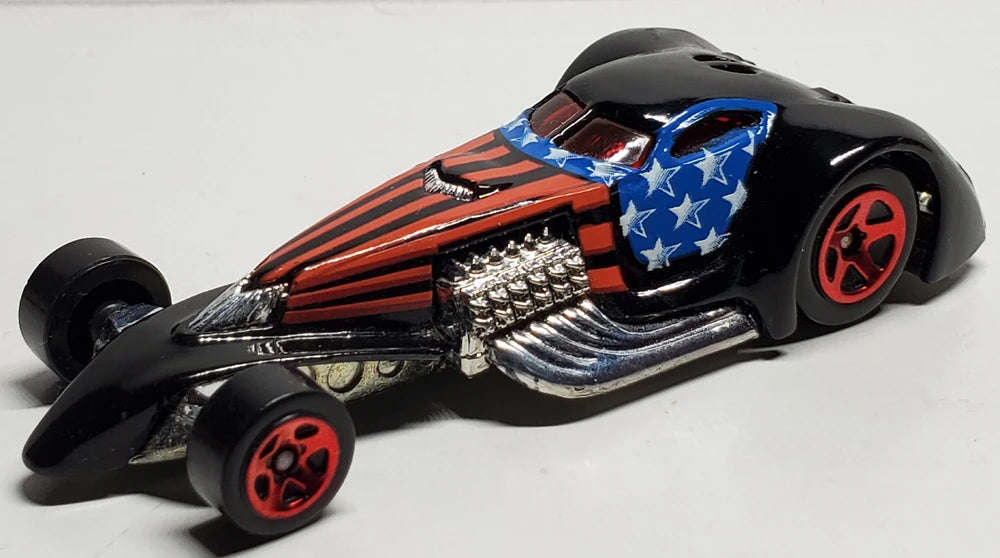 Hot Wheels 2008 - Theme / Fourth of July Series - Hammered Coupe - Black / Stars & Stripes Graphics - Red 5 Spokes - Walmart Exclusive