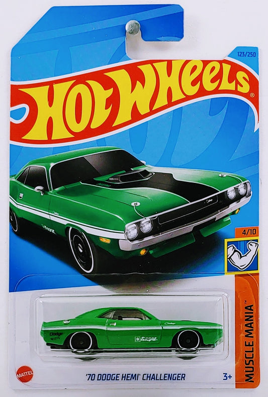 Hot Wheels 2023 - Collector # 123/250 - Muscle Mania 4/10 - '70 Dodge HEMI Challenger - Green - IC