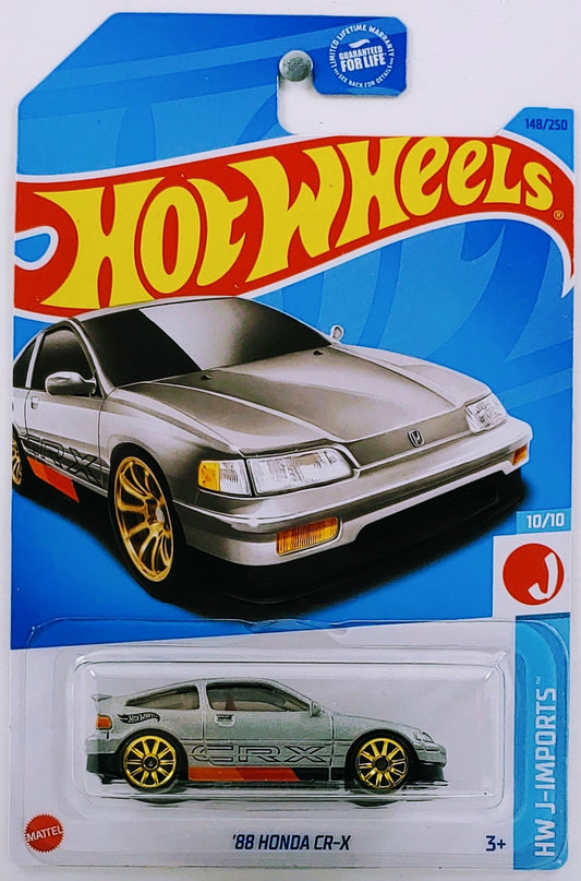 Hot Wheels 2023 - Collector # 148/250 - HW J-Imports 10/10 - '88 Honda CR-X - Satin Gray - Gold 10 Spokes - USA