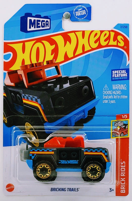 Hot Wheels 2023 - Collector # 007/250 - Brick Rides 1/5 - Bricking Trails - Flat Black - Removable Parts - USA