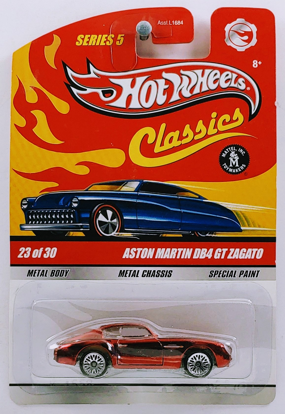 Hot Wheels 2009 - Classics Series 5 # 23/30 - Aston Martin DB4 GT Zagato - Spectraflame Red - Lace Wheels - Metal/Metal - New Casting by Larry Wood