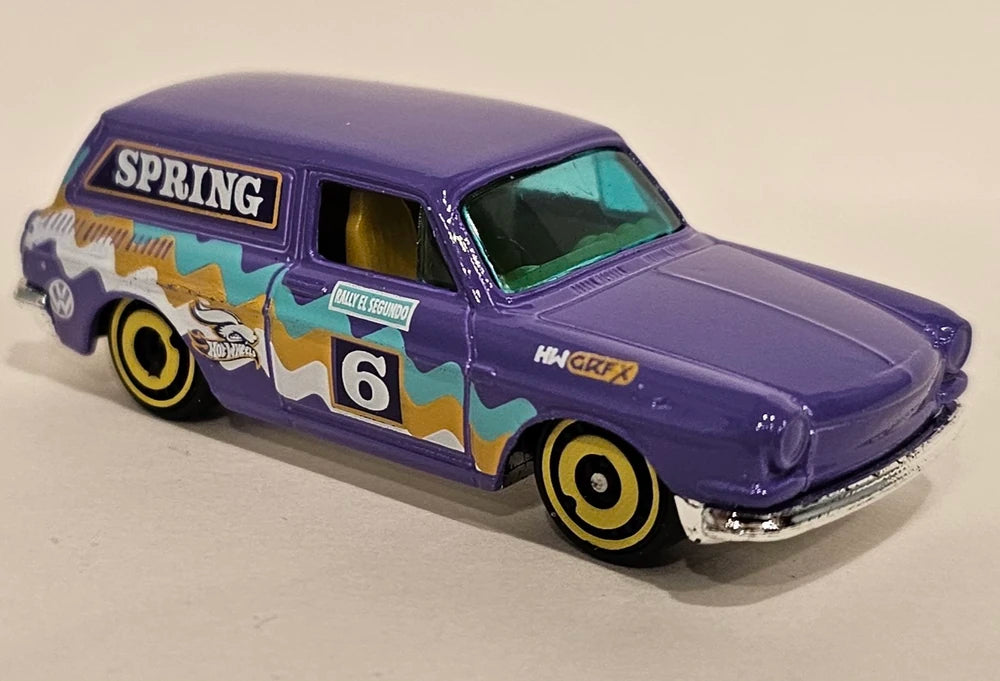 Hot Wheels 2024 - Theme / Easter / Spring 5/5 - Custom '69 Volkswagen Squareback - Purple - Aero Disc Wheels - Spring Card