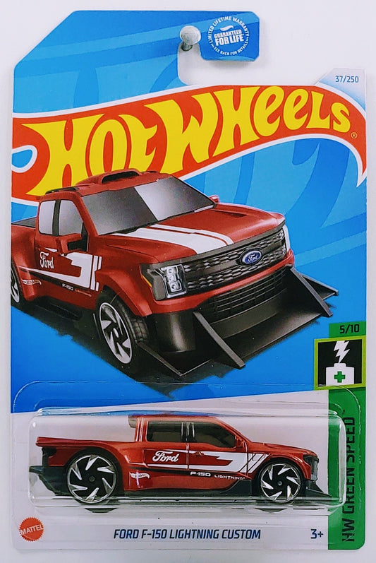 Hot Wheels 2024 - Colletor # 037/250 - HW Green Speed 5/10 - Ford F-150 Lightning Custom - Red - USA Card