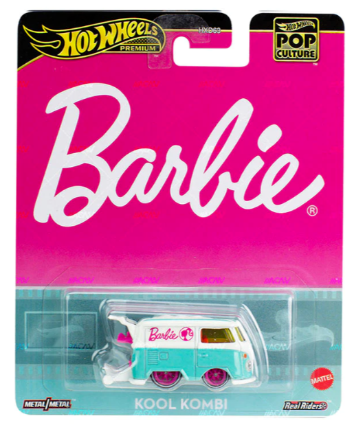 Hot Wheels 2024 - Premium / Pop Culture - Kool Kombi - White over Turquoise / Barbie - Metal/Metal & Real Riders