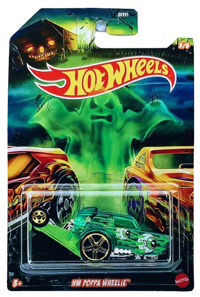 Hot Wheels 2020 - Halloween Series 5/6 - HW Poppa Wheelie - Transparent Green / Eyeballs