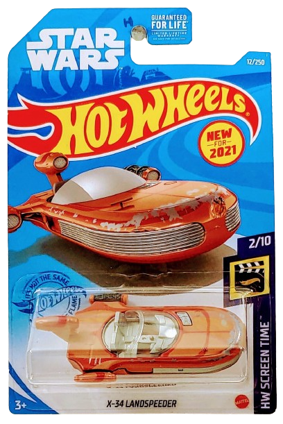 Hot Wheels 2021 - Collector # 012/250 - HW Screen Time 2/10 - New Models - X-34 Landspeeder - Matee Brown - USA 'Star Wars' Card