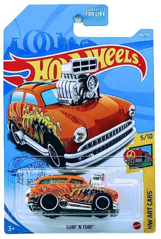 Hot Wheels 2021 - Collector # 066/250 - HW Art Cars 5/10 - Surf 'N Turf - Orange - USA Card