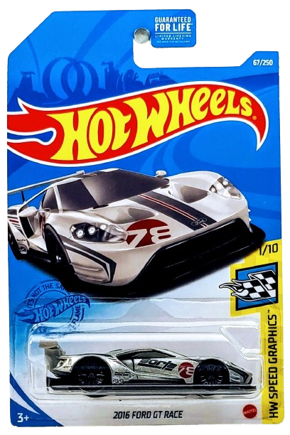 Hot Wheels 2021 - Collector # 067/250 - HW Speed Graphics 1/10 - 2016 Ford GT Race - Silver / Borla - USA Card