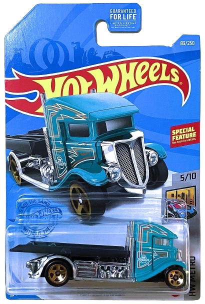 Hot Wheels 2021 - Collector # 083/250 - HW Metro 5/10 - Fast-Bed Hauler - Aqua - Orange 5 Spokes - USA Card