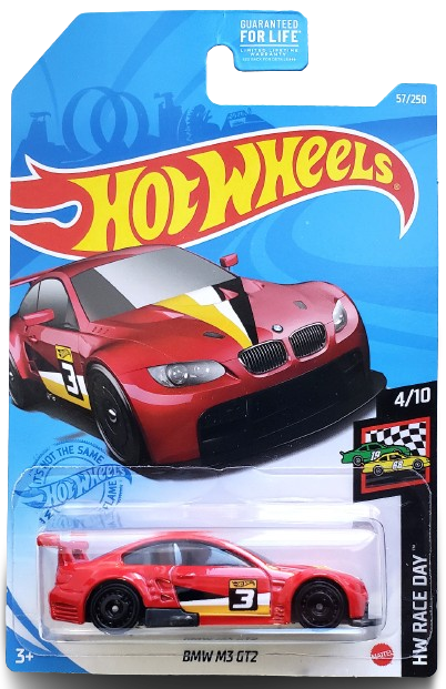 Hot Wheels 2021 - Collector # 097/250 - HW Race Day 4/10 - BMW M3 GT2 - Red / #3 - USA Card