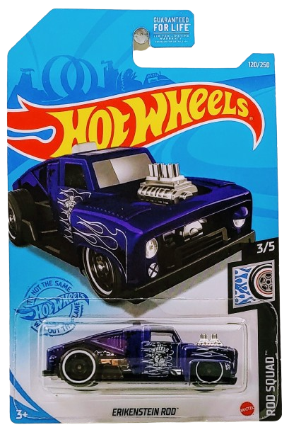 Hot Wheels 2021 - Collector # 120/250 - Rod Squad 3/5 - Erikenstein Rod - Purple / Flames - DD8 Wheels - Kroger Exclusives - USA Card