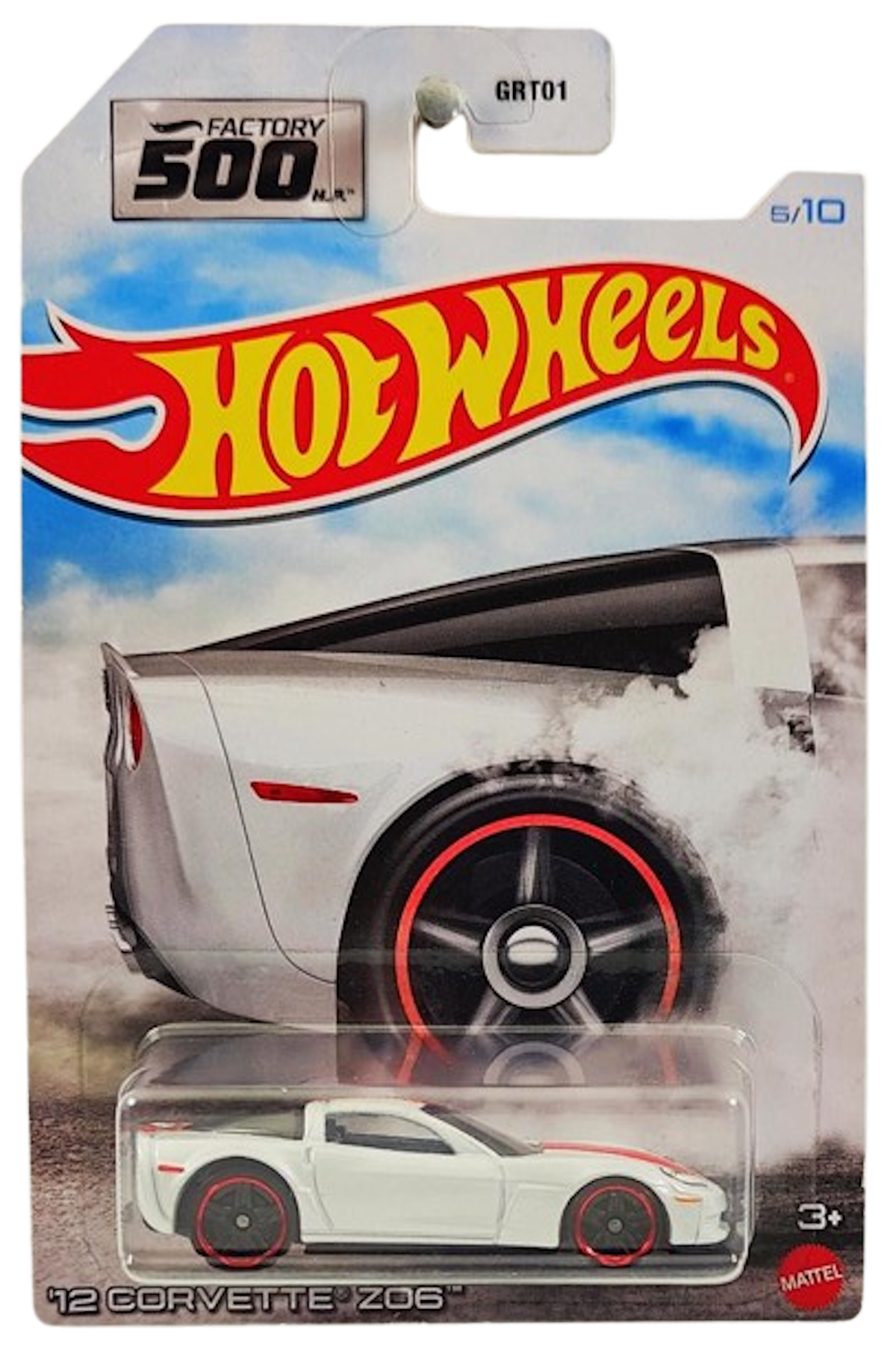 Hot Wheels 2021 - Theme / Factory 500 H.P. # 5/10 - '12 Corvette Z06 - White - Black with Red Ring PR5 Wheels - Walmart Exclusive