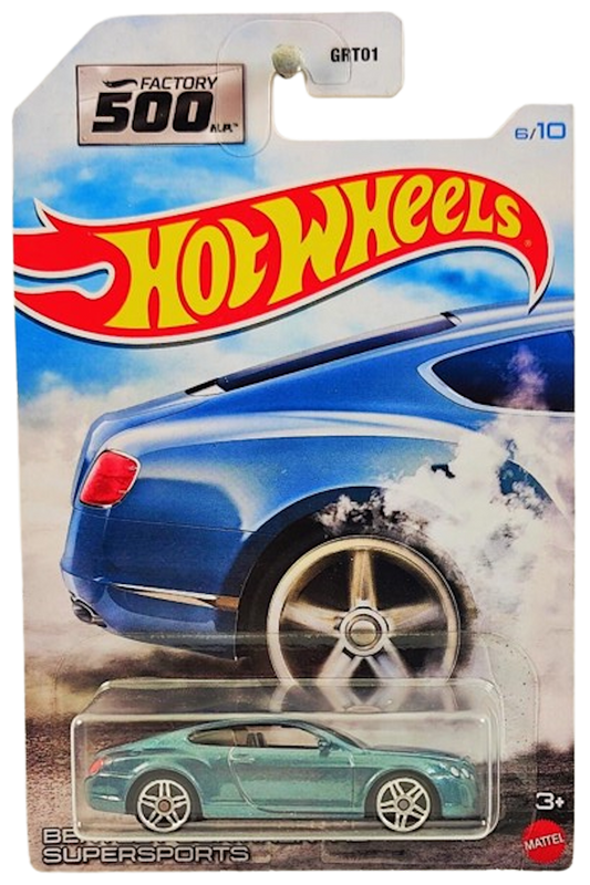 Hot Wheels 2021 - Theme / Factory 500 H.P. # 6/10 - Bentley Continental Supersports - Metalflake Steel Blue - PR5 Wheels - Walmart Exclusive