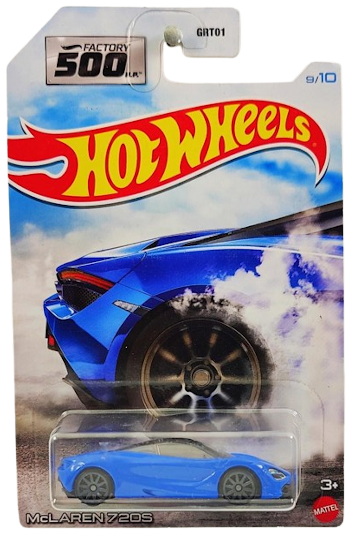 Hot Wheels 2021 - Theme / Factory 500 H.P. # 9/10 - McLaren 720S - Blue - Gray 10 Spoke Wheels - Walmart Exclusive