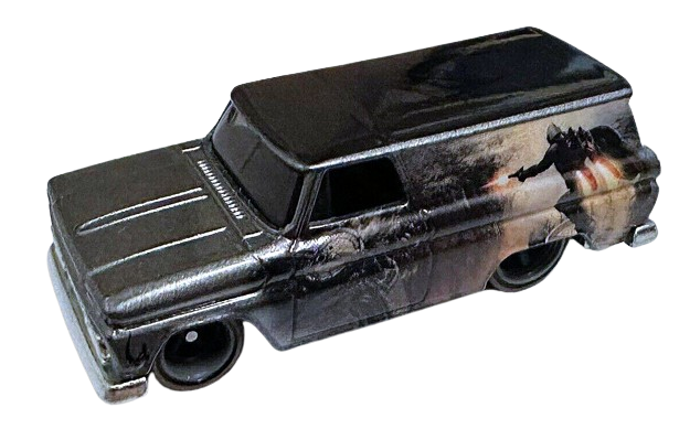 Hot Wheels 2023 - Premium / Star Wars / The Mandalorian # 4/5 - '64 GMC Panel - Gray & Black / Mandalorian Graphics - Metal/Metal & Real Riders