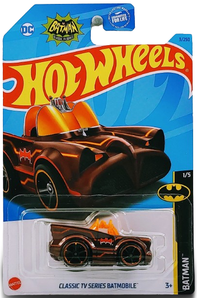 Hot Wheels 2023 - Collector # 003/250 - Batman 1/5 - Classic TV Series Batmobile (Tooned) - Dark Red - USA