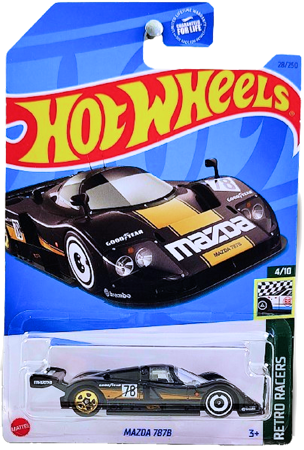 Hot Wheels 2023 - Collector # 028/250 - Retro Racers 4/10 - Mazda 787B - Black / #78 - General Dollar Exclusive - USA Card