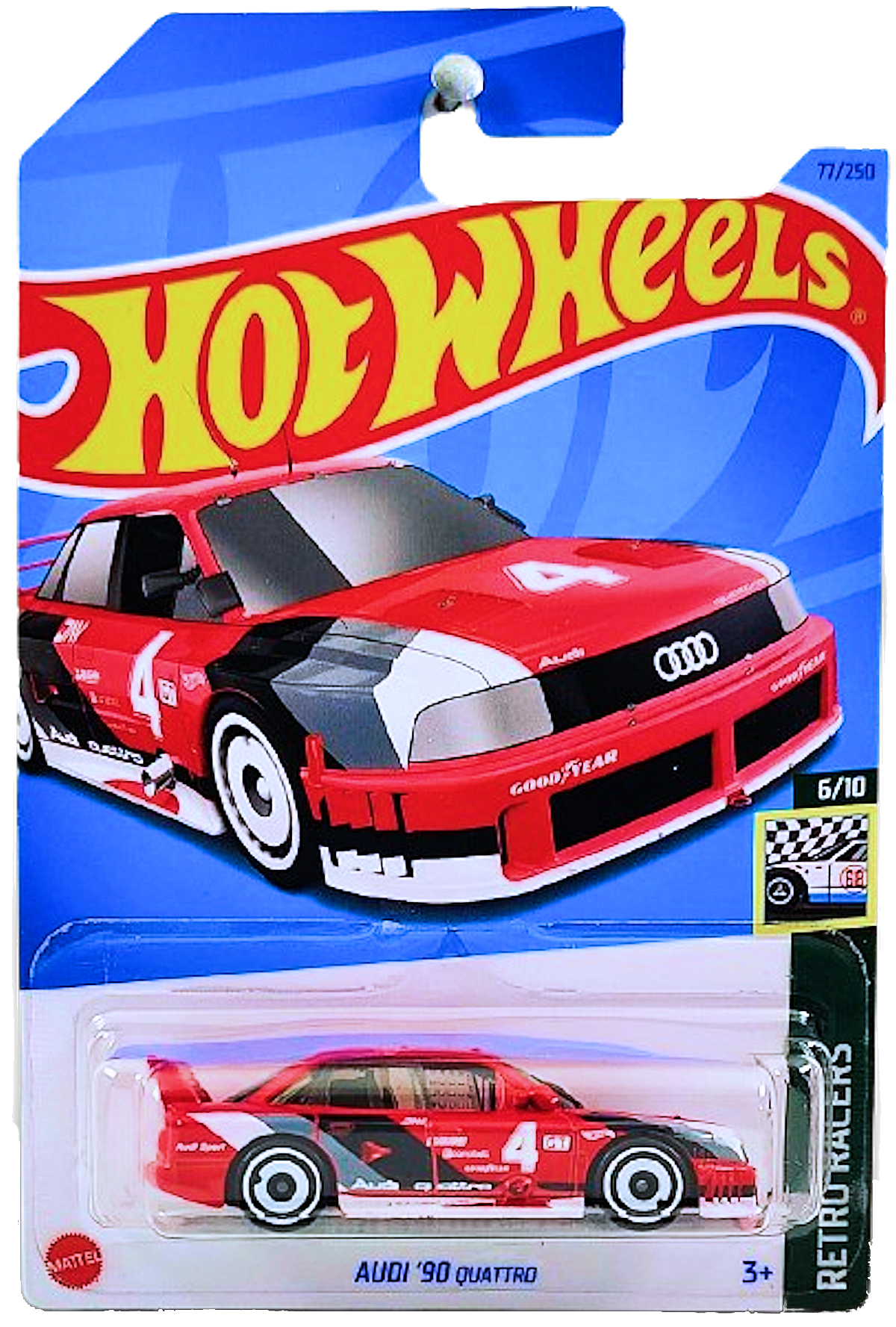 Hot Wheels 2023 - Collector # 077/250 - Retro Racers 06/10 - New Models - Audi '90 Quattro - Red - IC