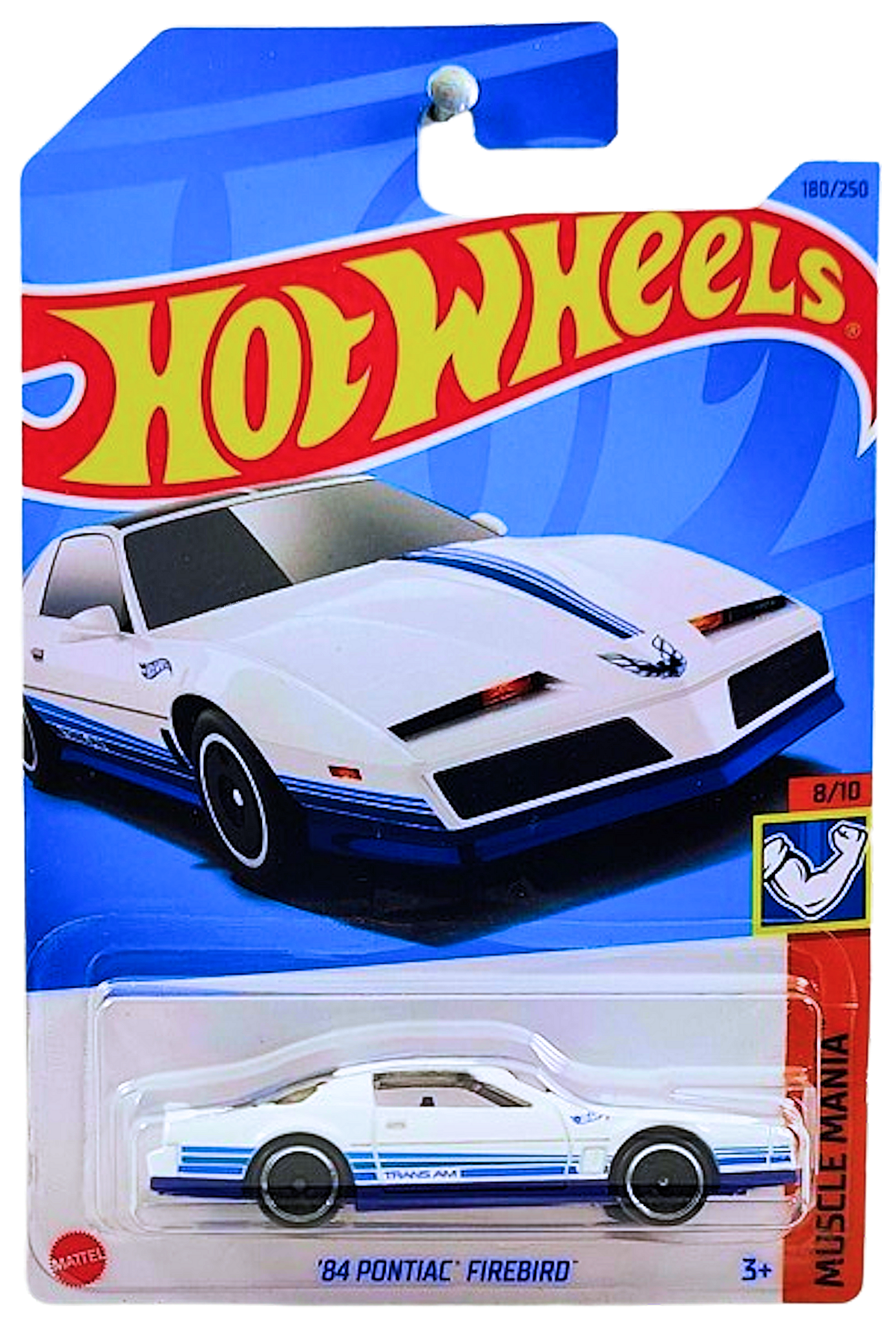 Hot Wheels 2023 - Collector # 180/250 - Muscle Mania 08/10 - '84 Pontiac Firebird - White - 'Trans Am' - IC