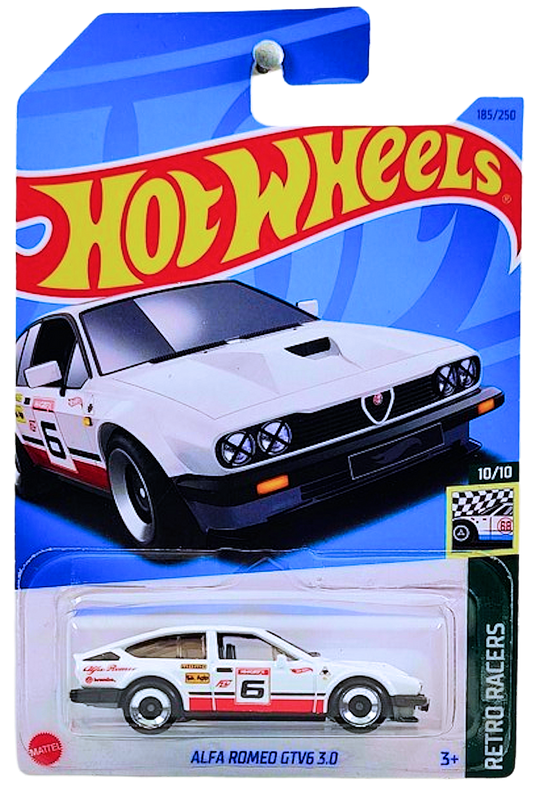 Hot Wheels 2023 - Collector # 185/250 - Retro Racers 10/10 - New Models - Alfa Romeo GTV6 3.0 - Alfa White - IC