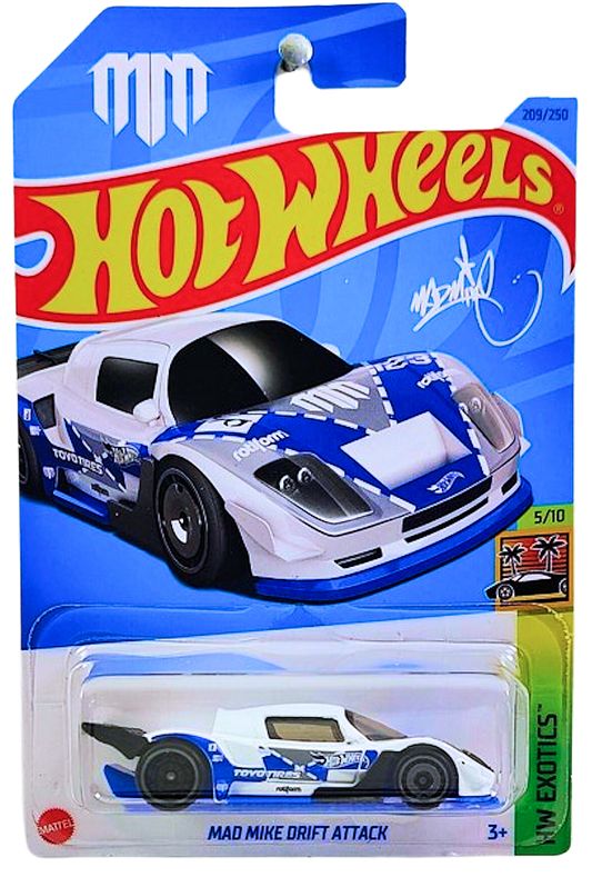 Hot Wheels 2023 - Collector # 209/250 - HW Exotics 05/10 - New Models - Mad Mike Drift Attack - White - IC