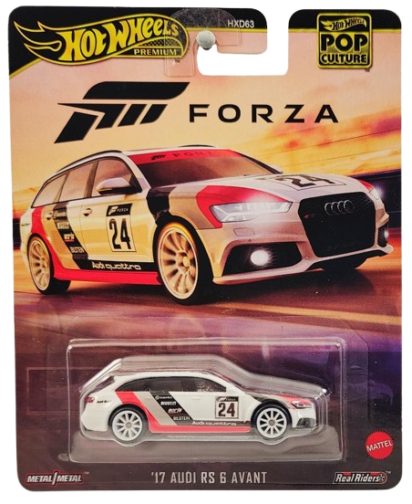 Hot Wheels 2024 - Premium / Pop Culture / FORZA - '17 Audi RS 6 Avant - White, Gray, Black & Red Body / Black Base - Metal/Metal & Real Riders