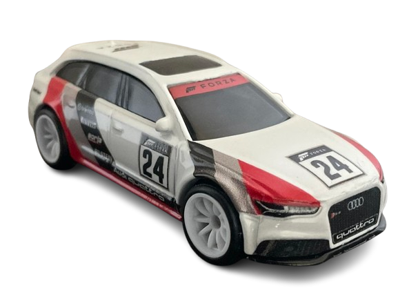 Hot Wheels 2024 - Premium / Pop Culture / FORZA - '17 Audi RS 6 Avant - White, Gray, Black & Red Body / Black Base - Metal/Metal & Real Riders