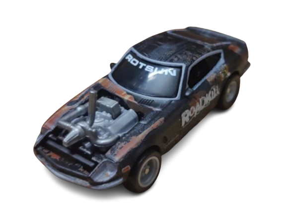 Hot Wheels 2024 - Premium / Pop Culture / Roadkill (Motortrend) - Custom '71 Datsun 240Z ("ROTSUN") - Black - Metal/Metal & Real Riders