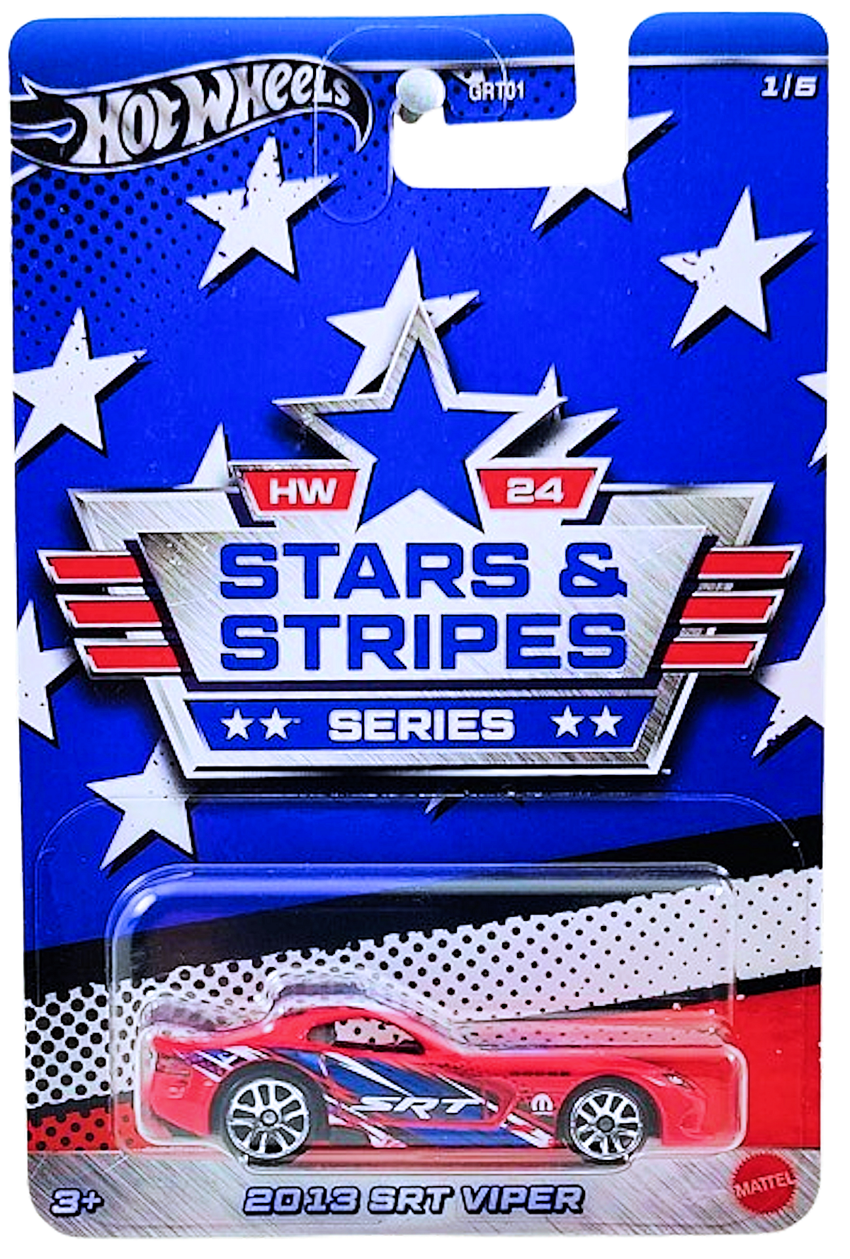 Hot Wheels 2024 - Theme / Stars & Stripes Series 1/5 - 2013 SRT Viper - Red - J5 Wheels - Walmart Exclusive