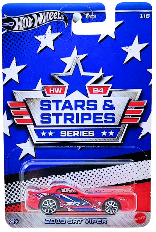 Hot Wheels 2024 - Theme / Stars & Stripes Series 1/5 - 2013 SRT Viper - Red - J5 Wheels - Walmart Exclusive