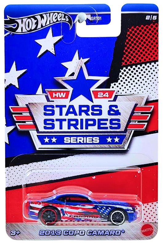 Hot Wheels 2024 - Theme / Stars & Stripes Series 2/5 - 2013 COPO Camaro - Blue - PR5 Wheels - Walmart Exclusive