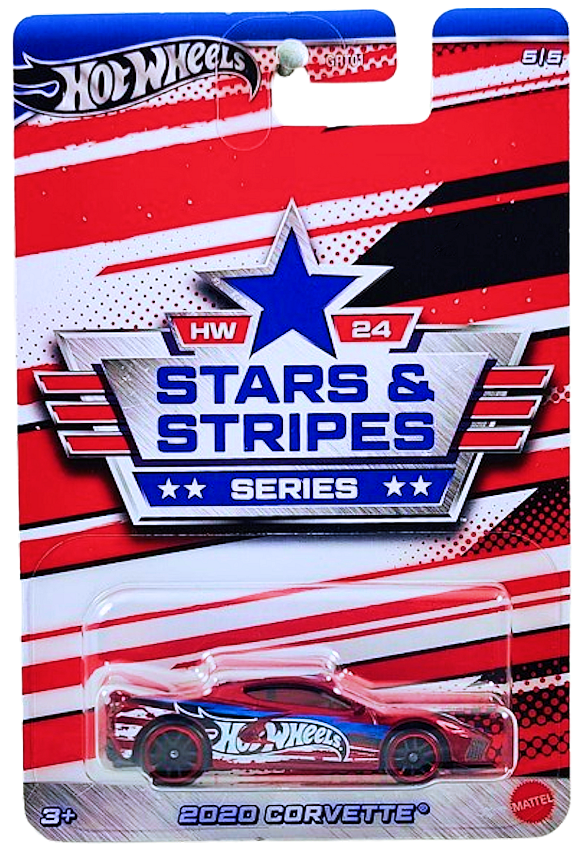 Hot Wheels 2024 - Theme / Stars & Stripes Series 3/5 - 2020 Corvette - Red - BMM5 Wheels - Walmart Exclusive