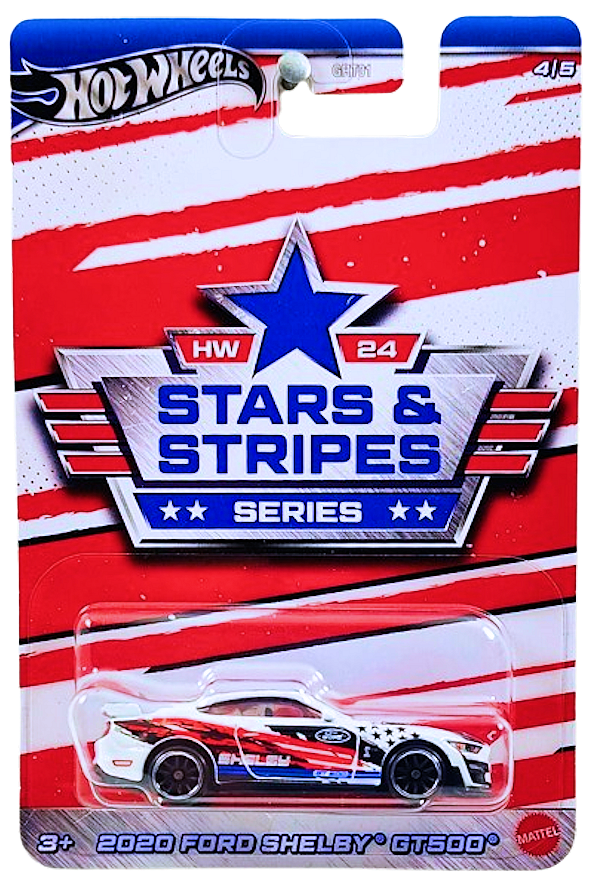 Hot Wheels 2024 - Theme / Stars & Stripes Series 4/5 - 2020 Ford Shelby GT500 - White - BMM5 Wheels - Walmart Exclusive