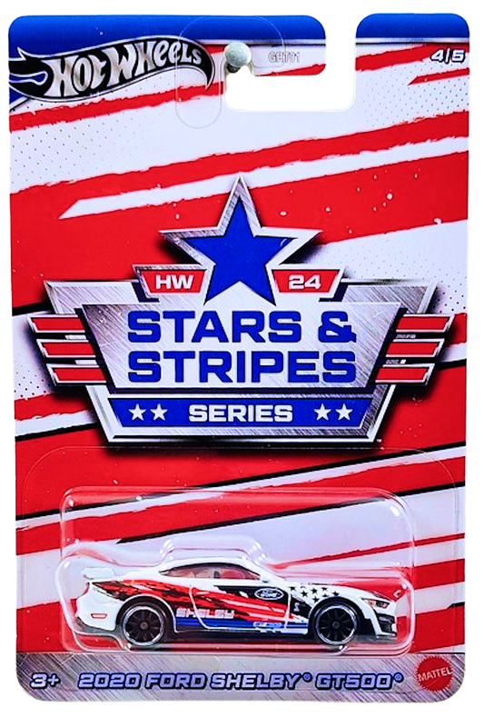 Hot Wheels 2024 - Theme / Stars & Stripes Series 4/5 - 2020 Ford Shelby GT500 - White - BMM5 Wheels - Walmart Exclusive