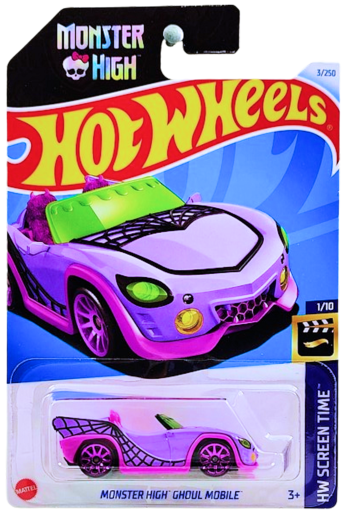 Hot Wheels 2024 - Collector # 003/250 - HW Screen Time 01/10 - New Models - Monster High Ghoul Mobile - Lavender - Monster High - IC