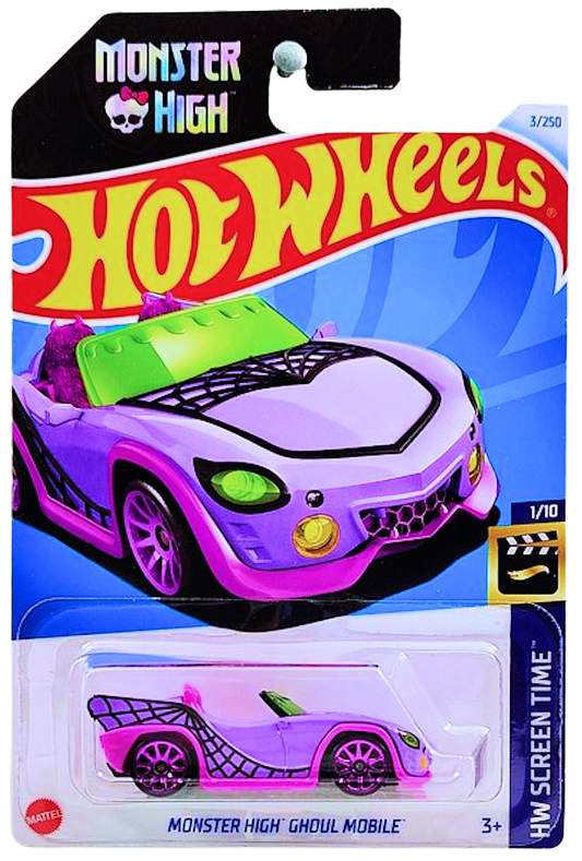 Hot Wheels 2024 - Collector # 003/250 - HW Screen Time 01/10 - New Models - Monster High Ghoul Mobile - Lavender - Monster High - IC