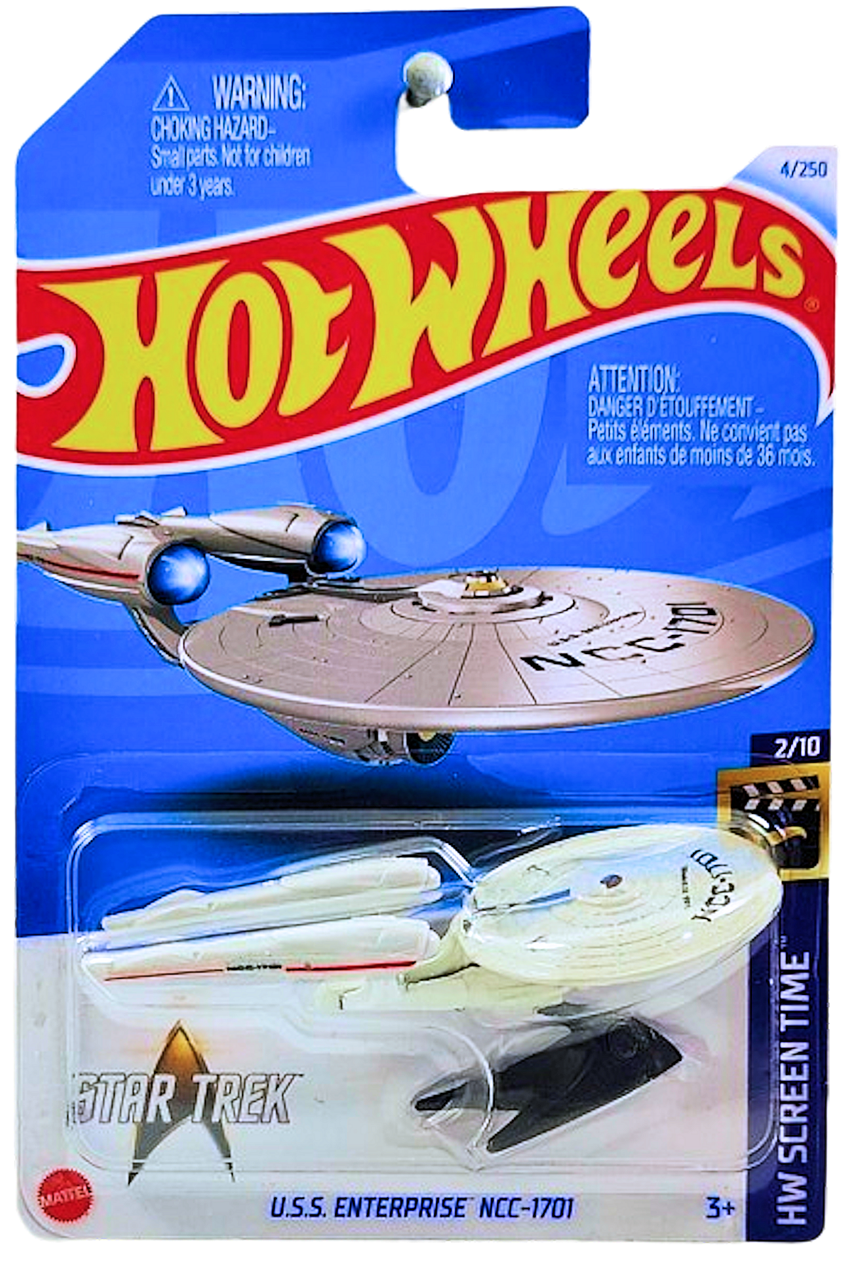 Hot Wheels 2024 - Collector # 004/250 - HW Screen Time 02/10 - U.S.S. Enterprise NCC-1701 - Satin White - Star Trek - IC