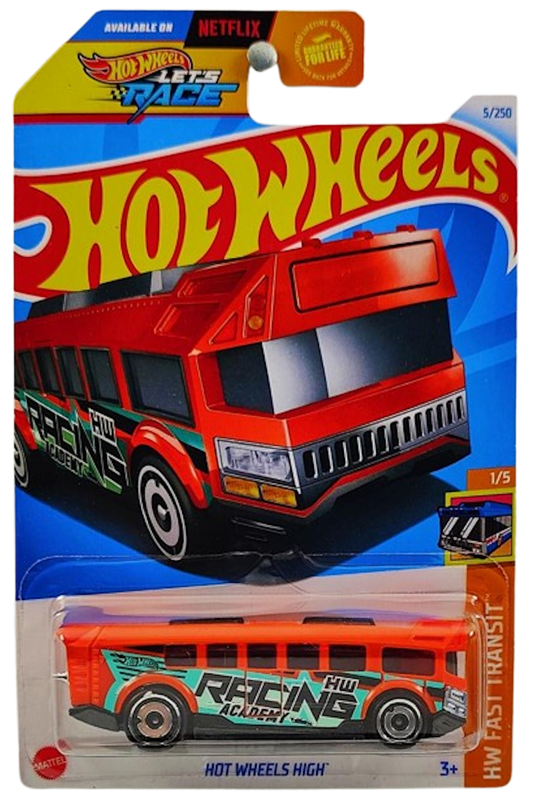 Hot Wheels 2024 - Collector # 005/250 - HW Fast Transit 01/05 - Hot Wheels High - Orange - 'HW Racing Academy' - USA